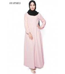 Lace Sleeve Princess Dress Pink